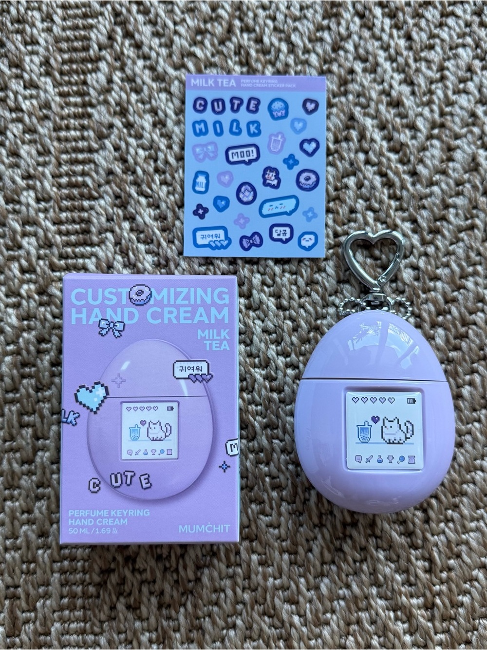 Mumchit Heart Keyring Hand Cream Milk Tea